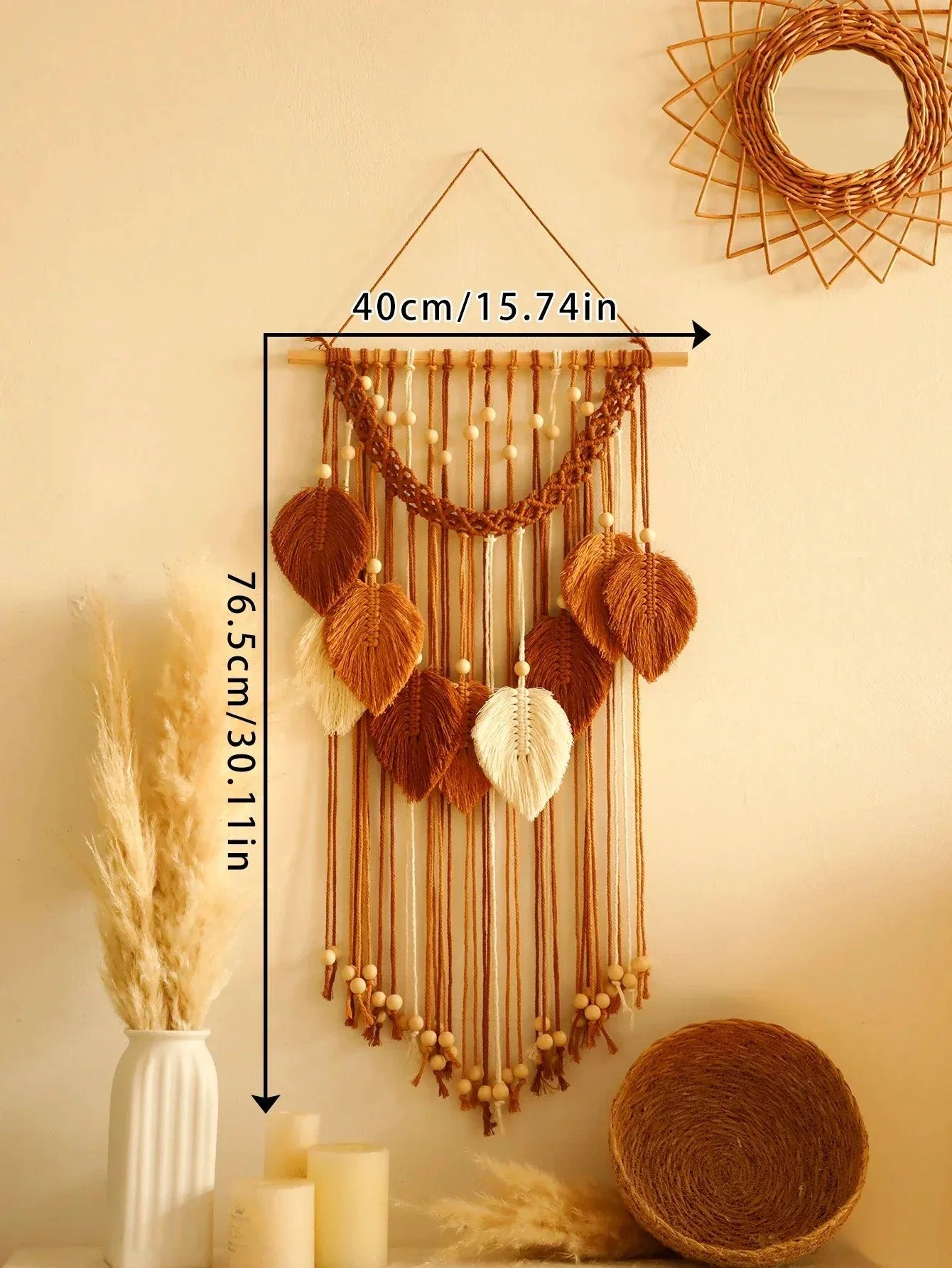 MulticolorLeavesHandWovenWallHanging-Homeko10 Multicolor Leaves Hand Woven Wall Hanging - Homeko