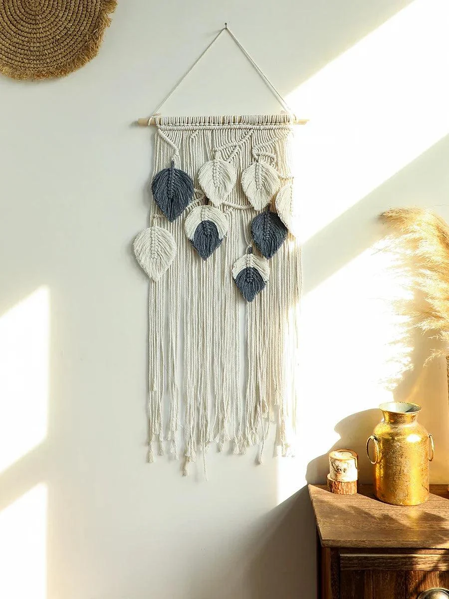 MulticolorLeavesHandWovenWallHanging-Homeko7 Multicolor Leaves Hand Woven Wall Hanging - Homeko