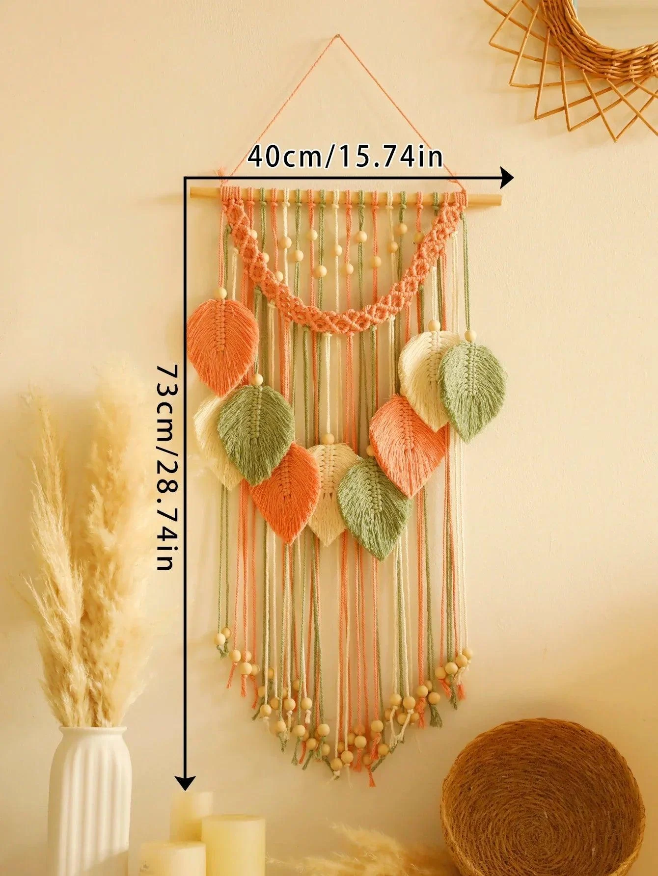 MulticolorLeavesHandWovenWallHanging-Homeko9 Multicolor Leaves Hand Woven Wall Hanging - Homeko
