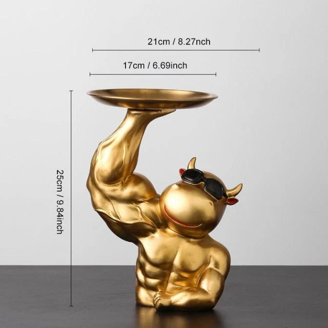 MuscularCowGoldenTray-Homeko10 Muscular Cow Golden Tray - Homeko