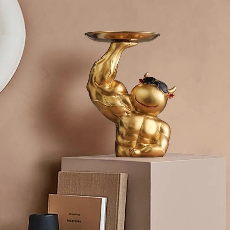 MuscularCowGoldenTray-Homeko5 Muscular Cow Golden Tray - Homeko