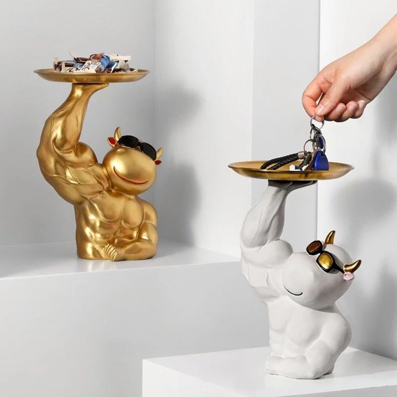 MuscularCowGoldenTray-Homeko6 Muscular Cow Golden Tray - Homeko