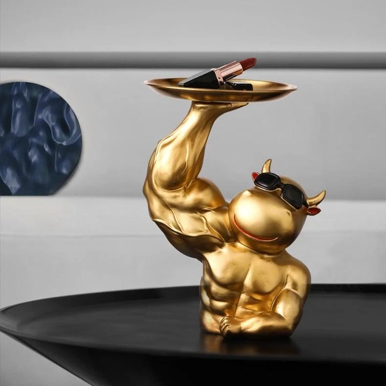 MuscularCowGoldenTray-Homeko7 Muscular Cow Golden Tray - Homeko