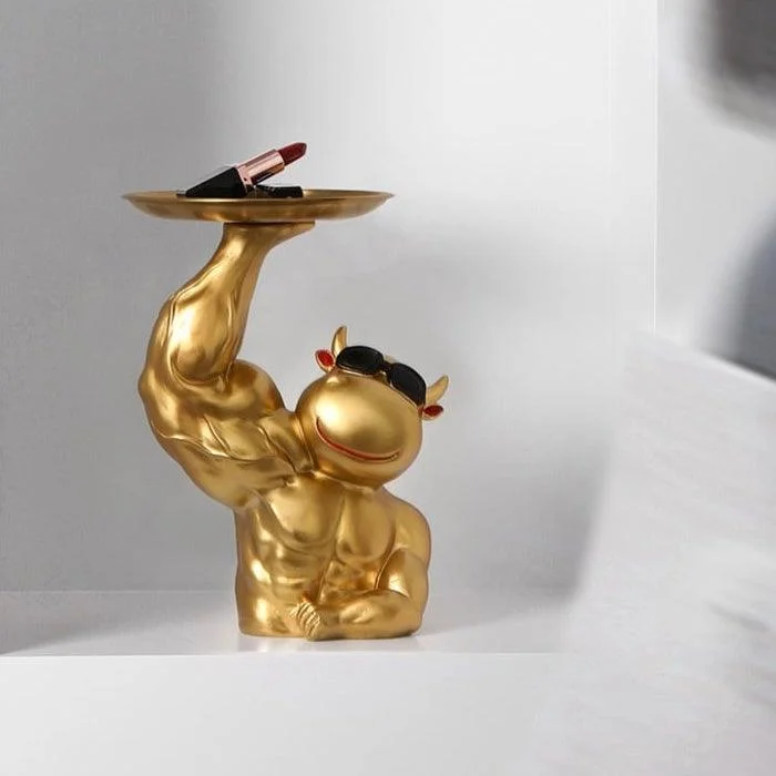 MuscularCowGoldenTray-Homeko8 Muscular Cow Golden Tray - Homeko