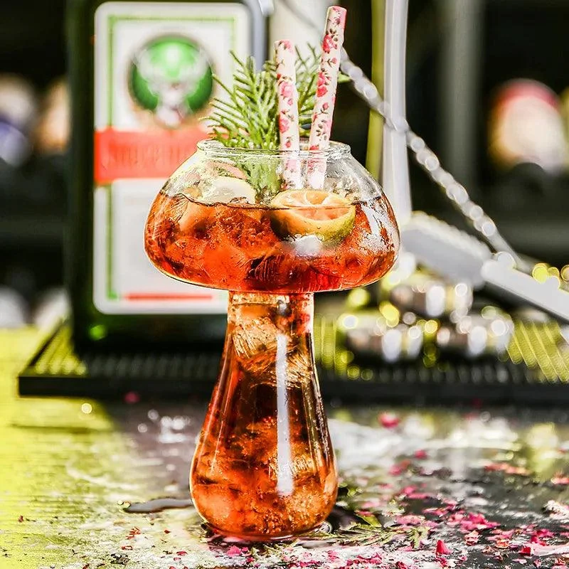 Mushroom_Design_Cocktail_Glass_with_Straw_-_-4348964 Mushroom Design Cocktail Glass with Straw -