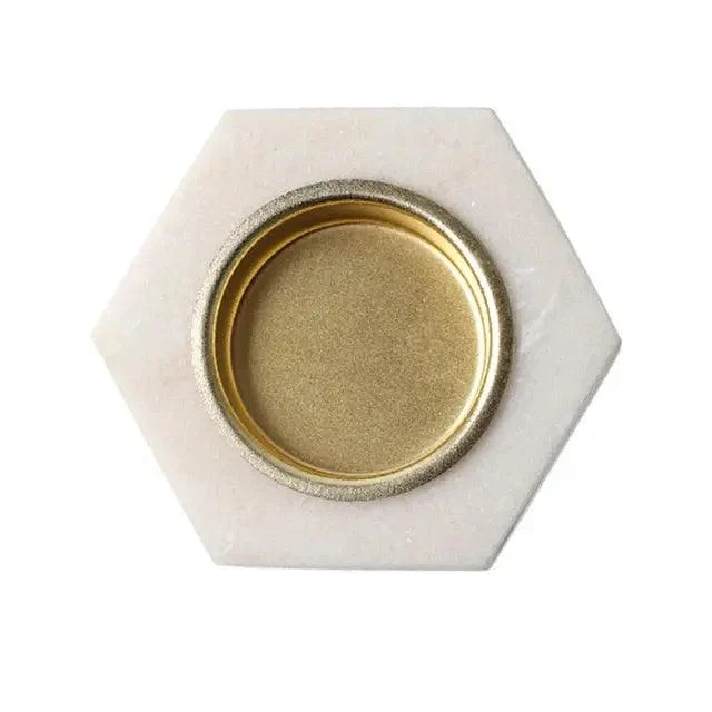 Natural Marble Hexagon Candle Holders -