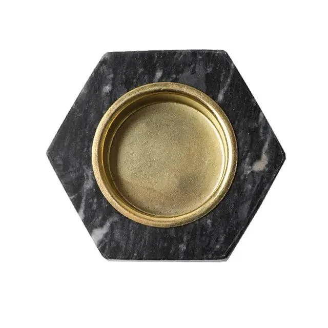 Natural Marble Hexagon Candle Holders -