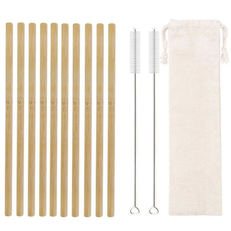 Natural Organic Bamboo Straw Set (10pk) -
