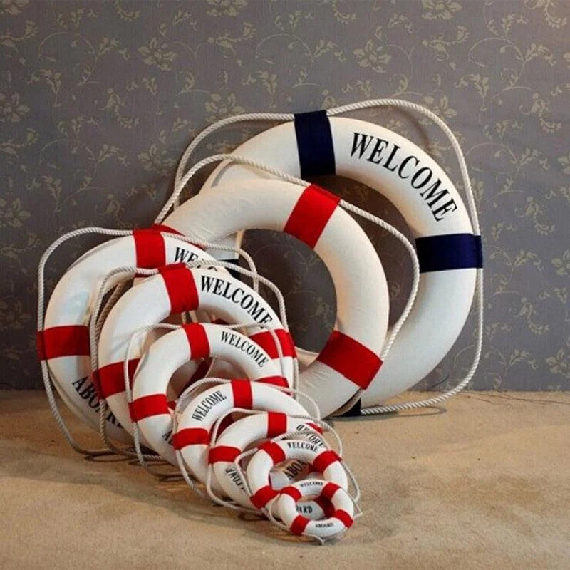 NauticalLifebuoyWallHanging-Homeko3 Nautical Lifebuoy Wall Hanging - Homeko