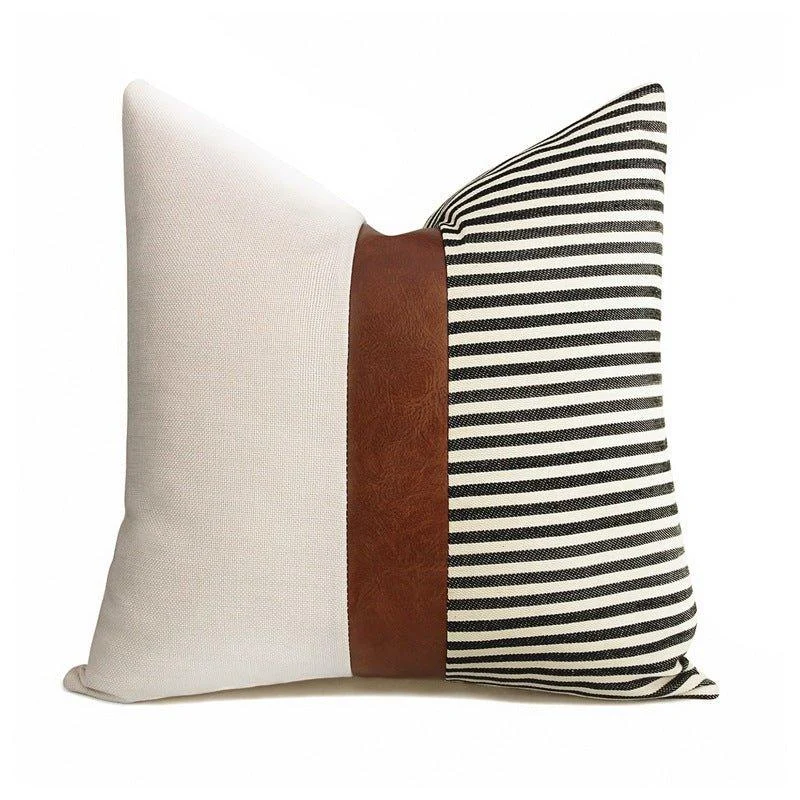 Nautical Faux Leather Cushion Cover -