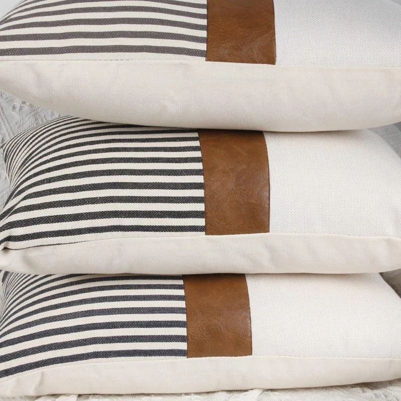 Nautical Faux Leather Cushion Cover -