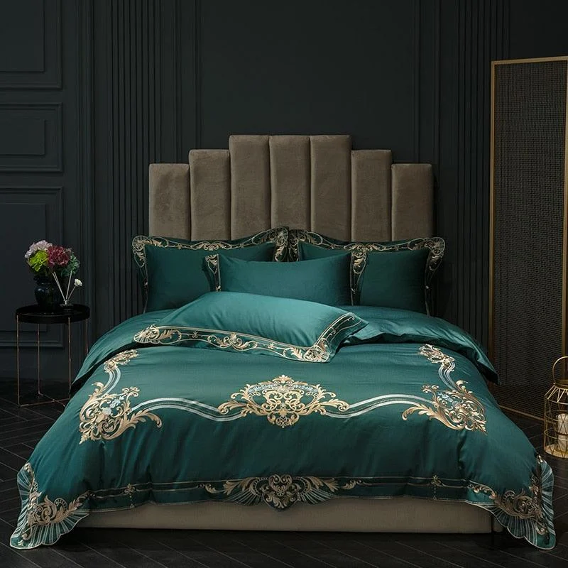 New Arrivel 600tc Egyptian Bedding Sets Red Green Peach Bed Set Queen King Size Duvet Cover