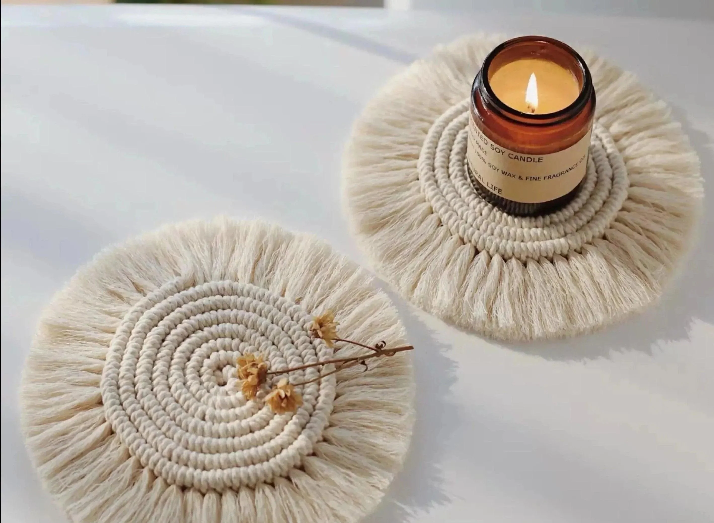 Non-SlipRoundCottonCoasterSet-Homeko3 Non-Slip Round Cotton Coaster Set - Homeko