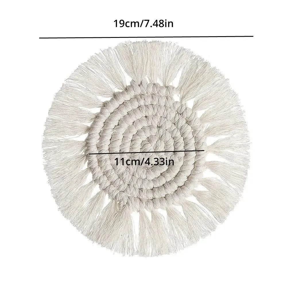 Non-SlipRoundCottonCoasterSet-Homeko5 Non-Slip Round Cotton Coaster Set - Homeko