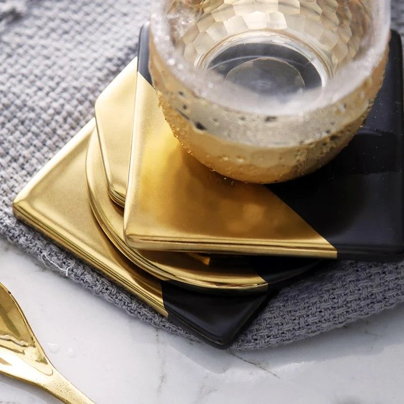 Nordic Style Creative Ceramic Coasters Home Coasters Round Insulation Pad Bowl Mat Gold Plated Anti Hot 2
