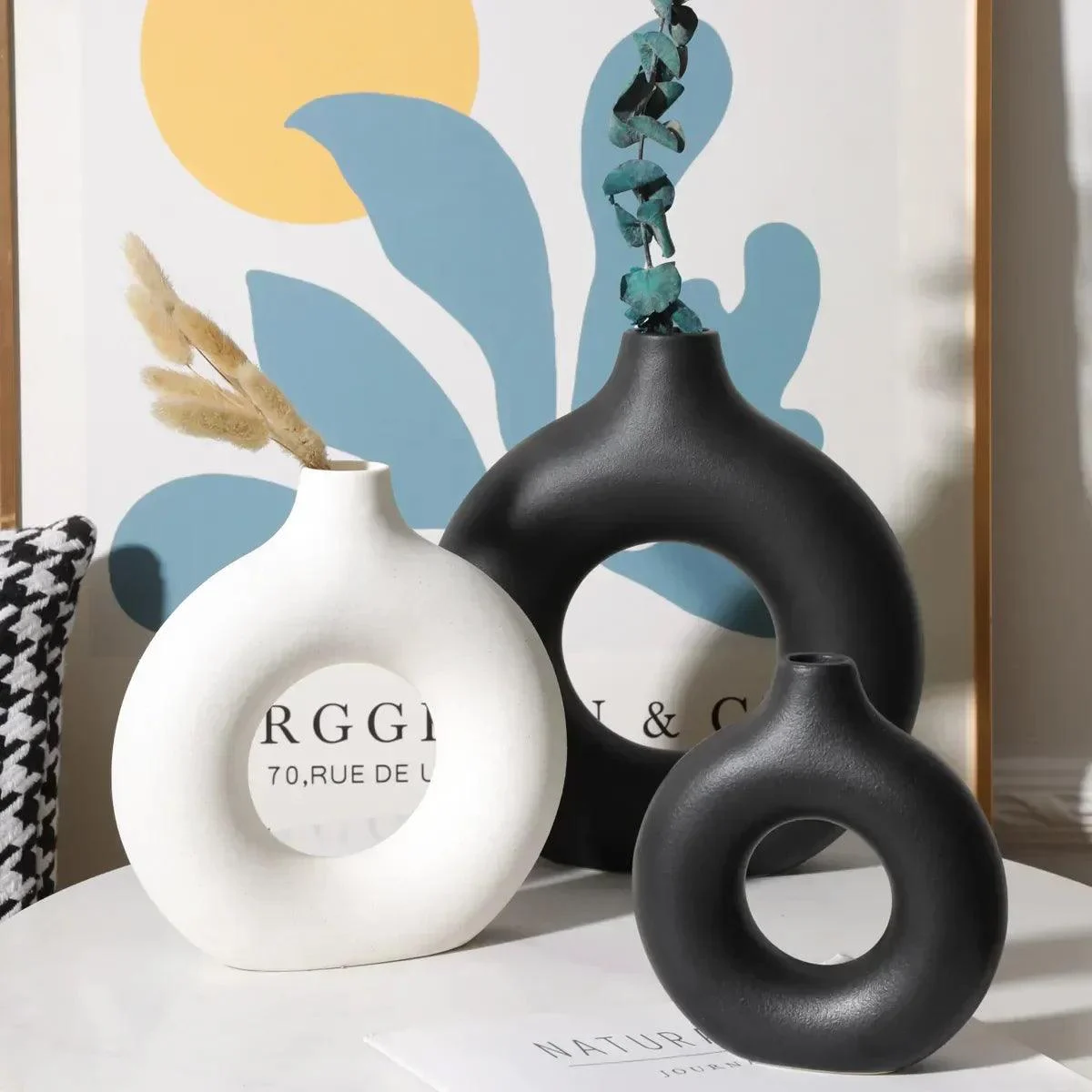 Nordic Vase Circular Hollow Ceramic Donuts Flower Pot Home Living Room Decoration Accessories Interior Office Desktop E354af96 Db85 419f 9415 C5b12aa551d8 1
