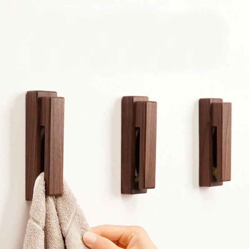 Nordic Walnut Beech Towel Hook Strong Viscose Wall Hanging Door Wooden Creativity Hook Free Punching Bathroom 2619b764 0438 494f A7a5 B632f4baf7df