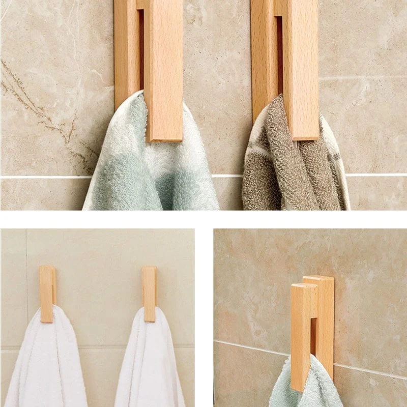 Nordic Walnut Beech Towel Hook Strong Viscose Wall Hanging Door Wooden Creativity Hook Free Punching Bathroom 2eba2ec6 775b 4746 A840 4985824b174d