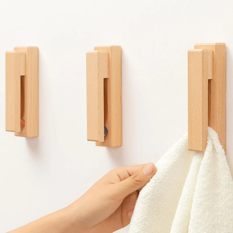 Nordic Walnut Beech Towel Hook Strong Viscose Wall Hanging Door Wooden Creativity Hook Free Punching Bathroom 9b161224 Bd16 44f3 9dcf 90ebf4d1fa75