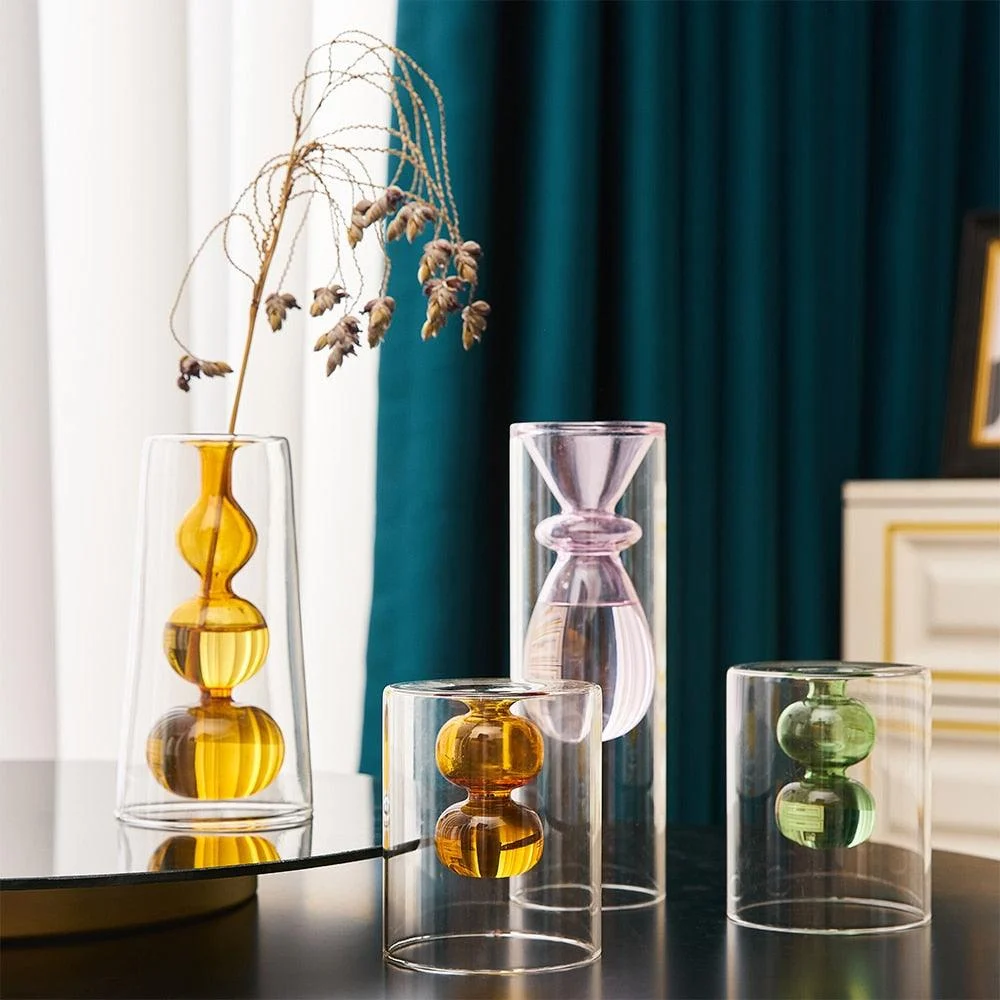 NordicDualColorTransparentVase-Homeko2 Nordic Dual Color Transparent Vase - Homeko