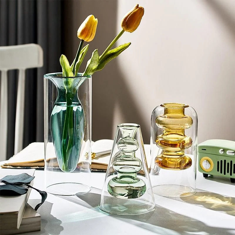 NordicDualColorTransparentVase-Homeko3 Nordic Dual Color Transparent Vase - Homeko