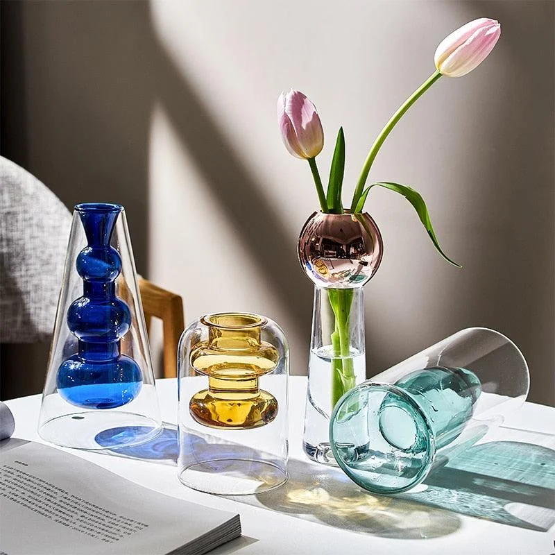 NordicDualColorTransparentVase-Homeko4 Nordic Dual Color Transparent Vase - Homeko