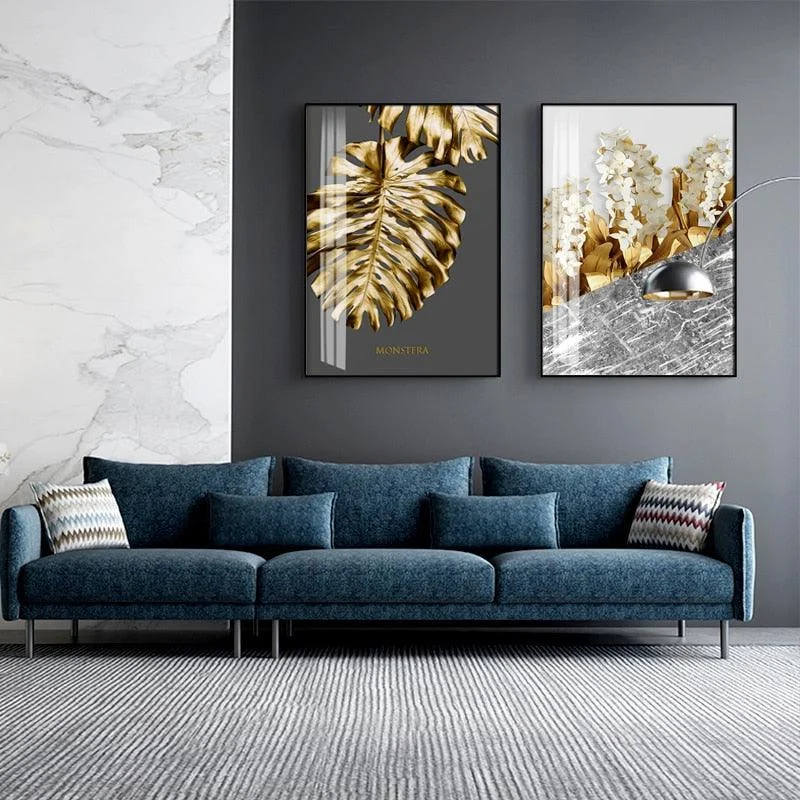 Nordic Golden Abstract Leaf - Homeko