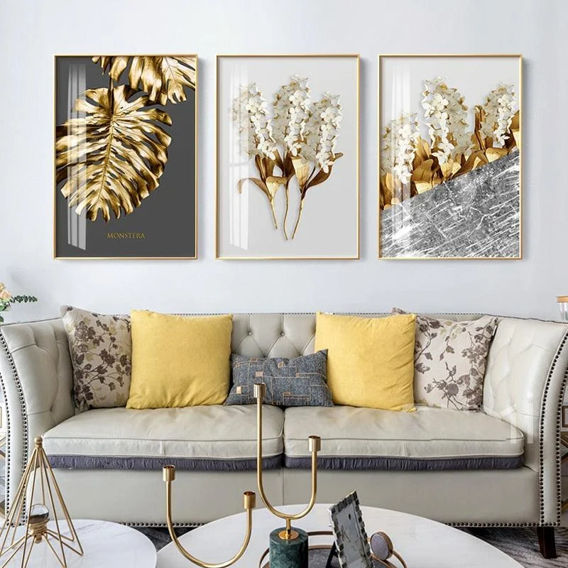 Nordic Golden Abstract Leaf - Homeko