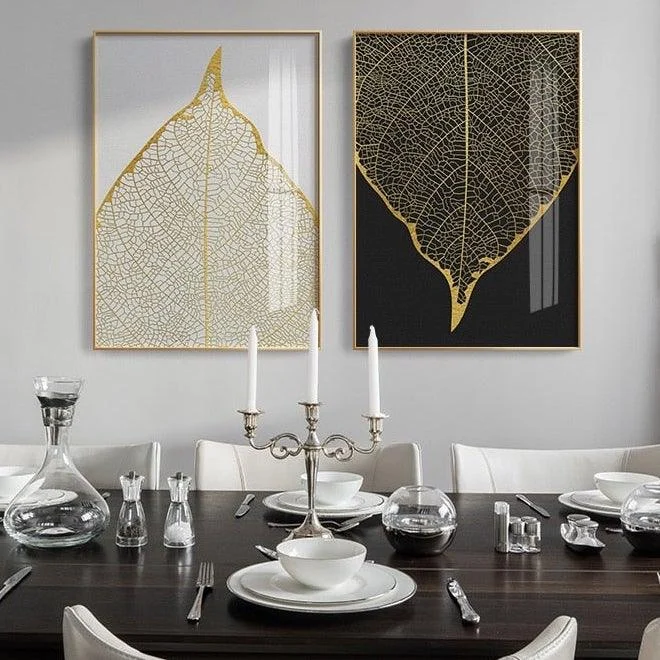 Nordic Golden Abstract Leaf - Homeko