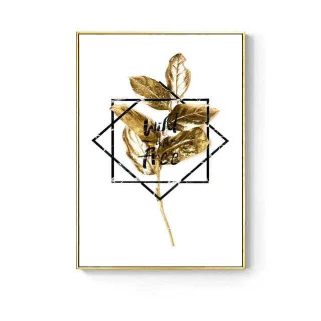 Nordic Golden Abstract Leaf - Homeko