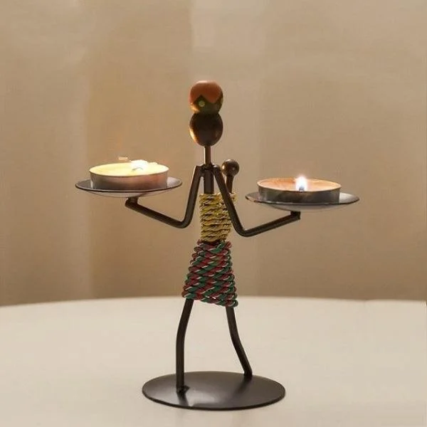 Nordic Iron Metal Candlestick -