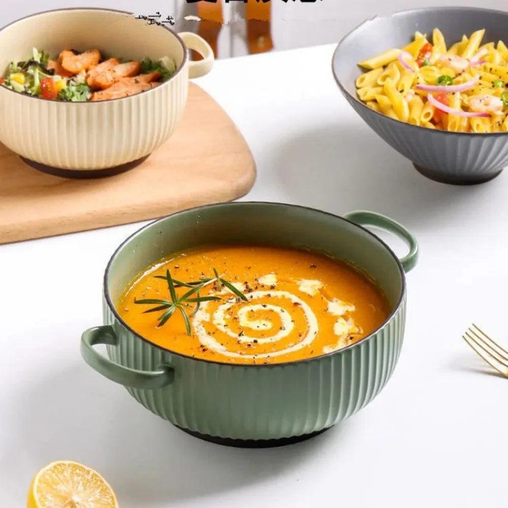 Nordic Ripple Ceramic Ramen Bowl -