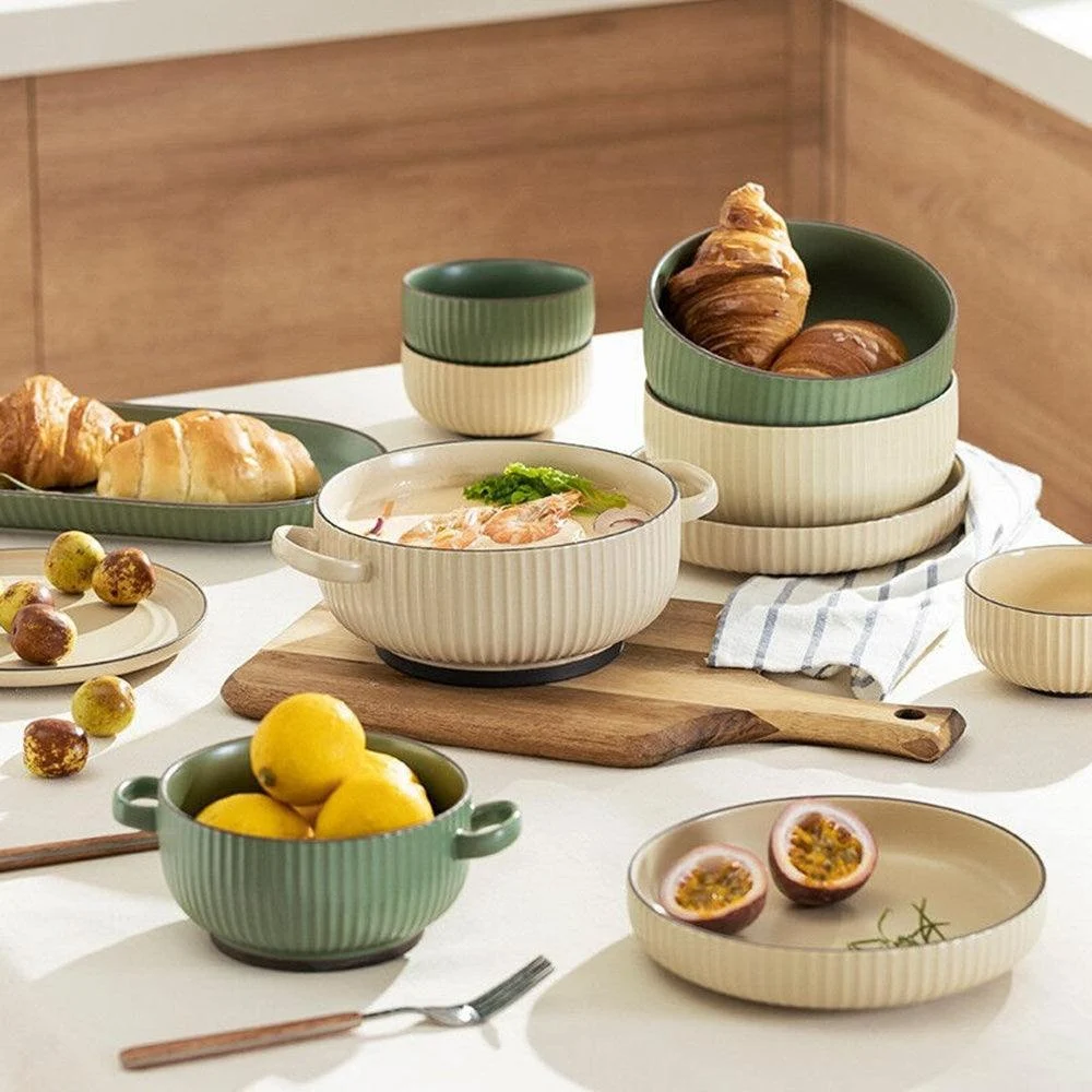 Nordic Ripple Ceramic Ramen Bowl -