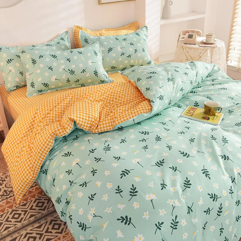 Orange Bedding Set Girls Boys Bed Linen Sheet Plaid Duvet Cover 240x220 Single Double Queen King 0788974b 83d7 49d8 8702 D215f679d98a