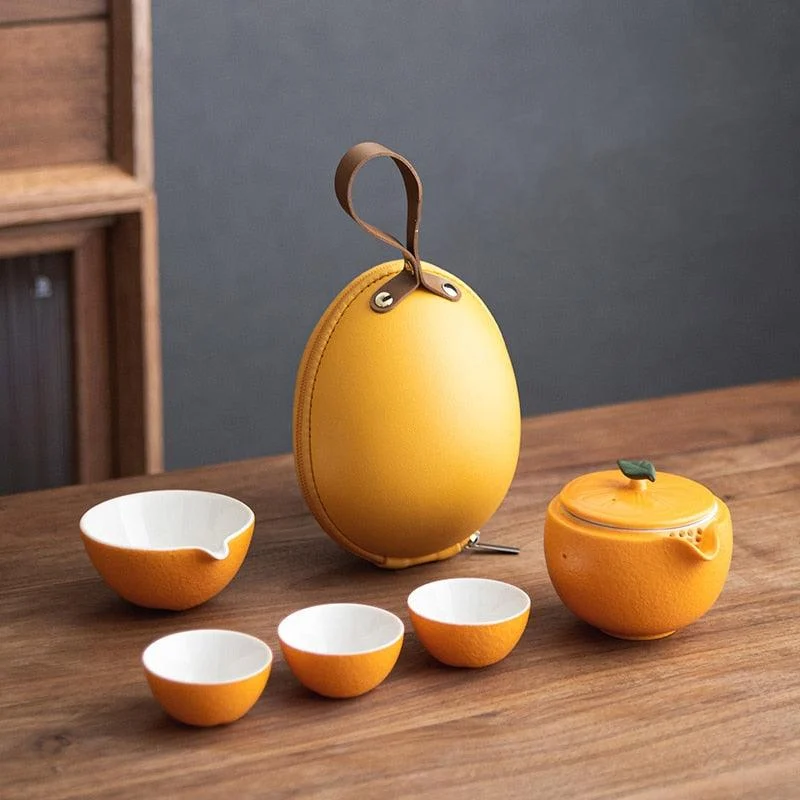 Orange Shape Portable Teapot Set -