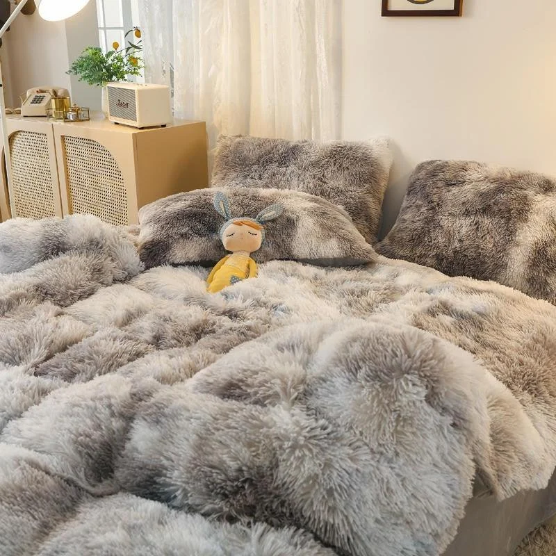 Parure De Lit Ultra Douce En Peluche 4 Pi Ces Avec Housse De Couette En Fausse 33b4f142 20e2 45f4 90ff 3386a8a3c6d9