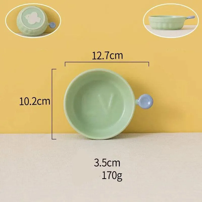 Pastel Ceramic Barbecue Plate with Double Ears -