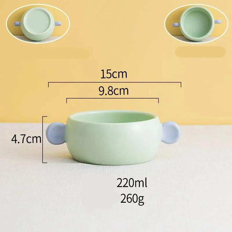 Pastel Ceramic Barbecue Plate with Double Ears -