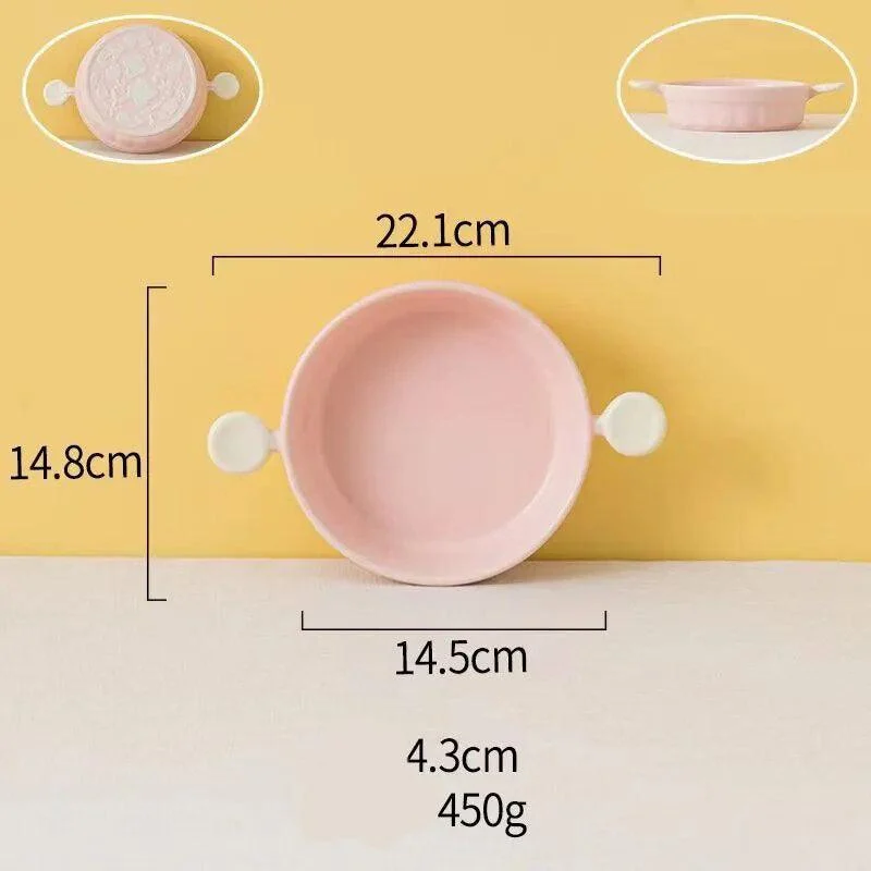 Pastel Ceramic Barbecue Plate with Double Ears -