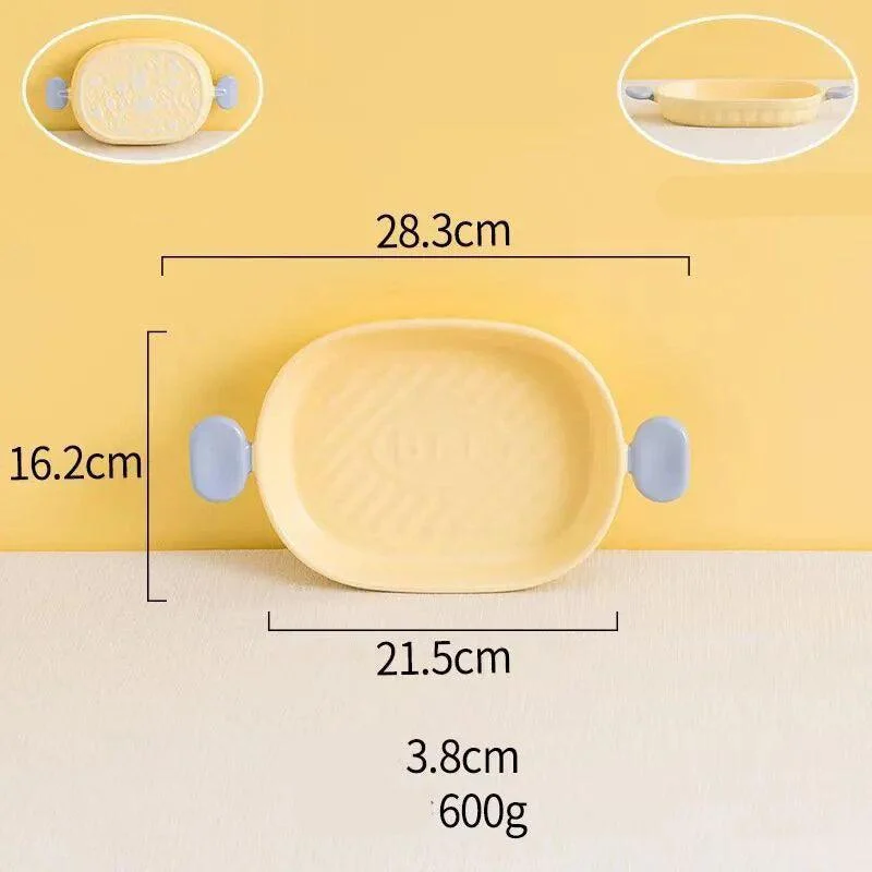 Pastel Ceramic Barbecue Plate with Double Ears -