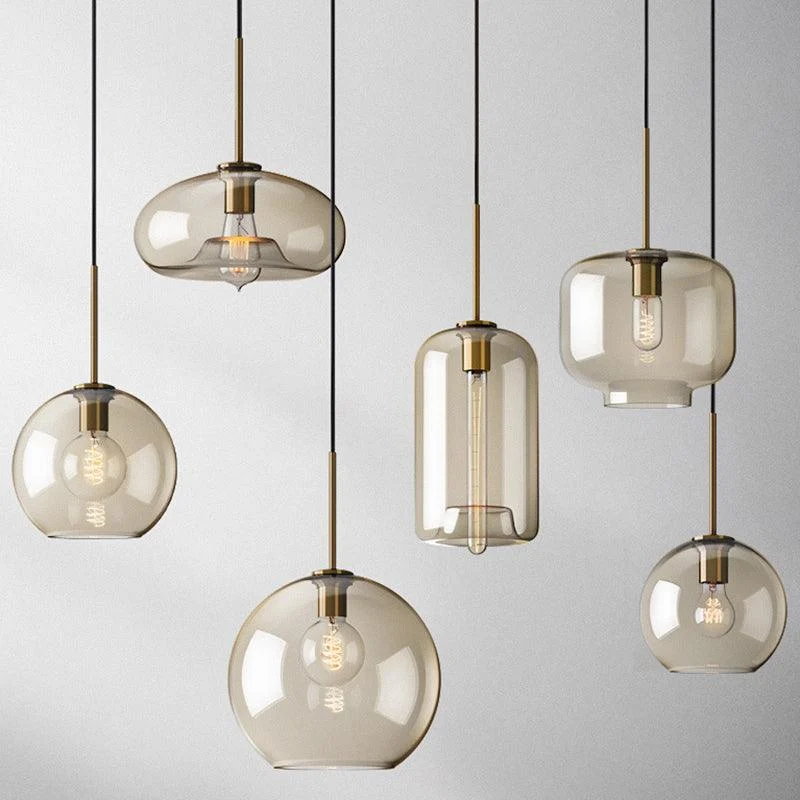 PendantLampCognacGlassModernMinimalist1-LightLightingForDiningTable-Homeko3 Pendant Lamp Cognac Glass Modern Minimalist 1-Light Lighting For Dining Table - Homeko