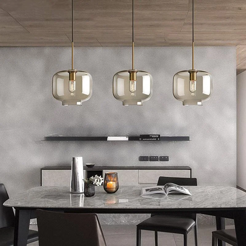 PendantLampCognacGlassModernMinimalist1-LightLightingForDiningTable-Homeko4 Pendant Lamp Cognac Glass Modern Minimalist 1-Light Lighting For Dining Table - Homeko