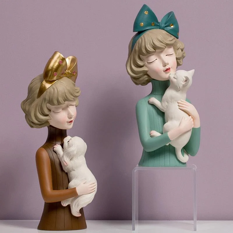 PetLoverGirlSculpture-Homeko2 Pet Lover Girl Sculpture - Homeko