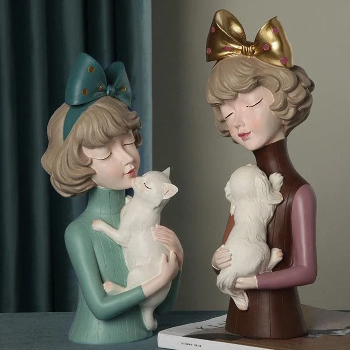 PetLoverGirlSculpture-Homeko3 Pet Lover Girl Sculpture - Homeko