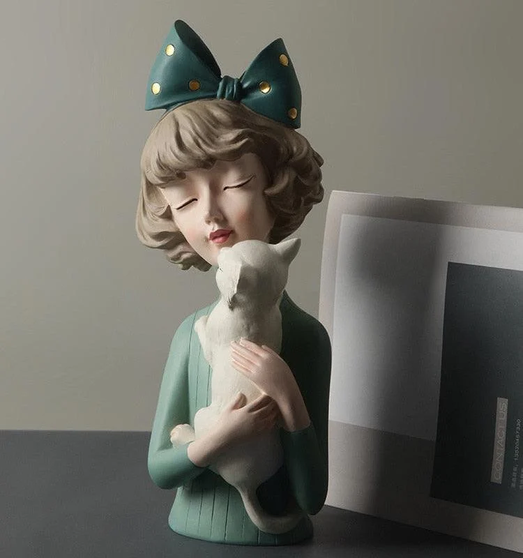 PetLoverGirlSculpture-Homeko5 Pet Lover Girl Sculpture - Homeko