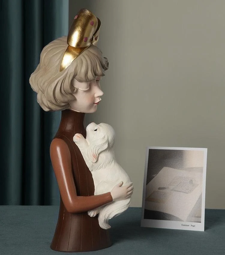 PetLoverGirlSculpture-Homeko6 Pet Lover Girl Sculpture - Homeko