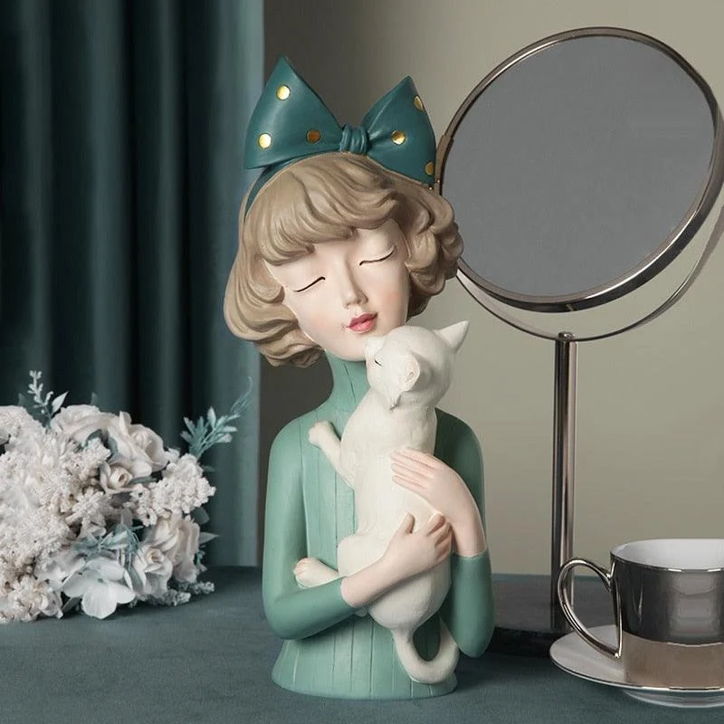 PetLoverGirlSculpture-Homeko7 Pet Lover Girl Sculpture - Homeko