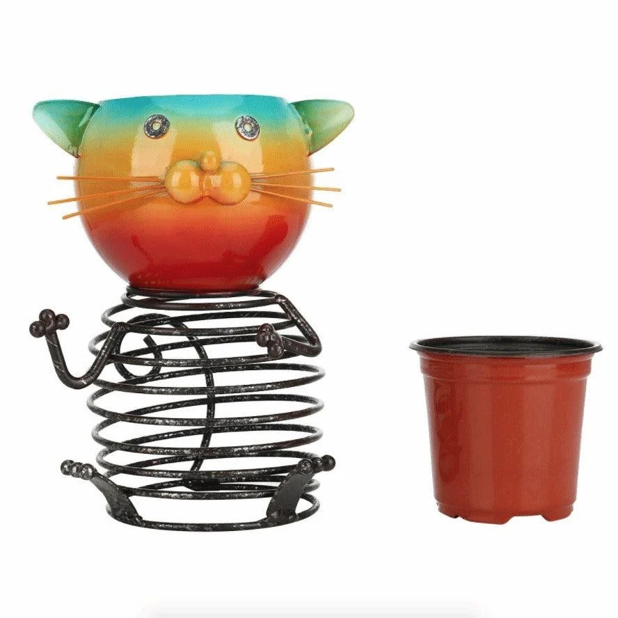 Piggy Cat Garden Plant Pot Whimsical Animal Decor 3