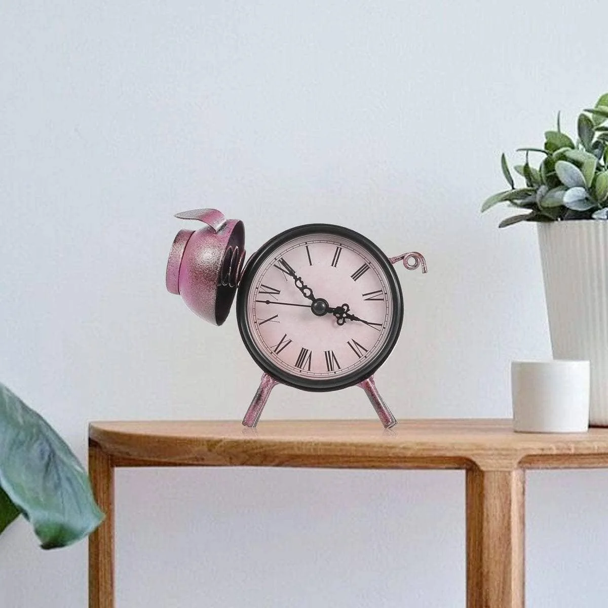 Piggy Metal Decor Table Clock Cute Quirky Home Decoration 3