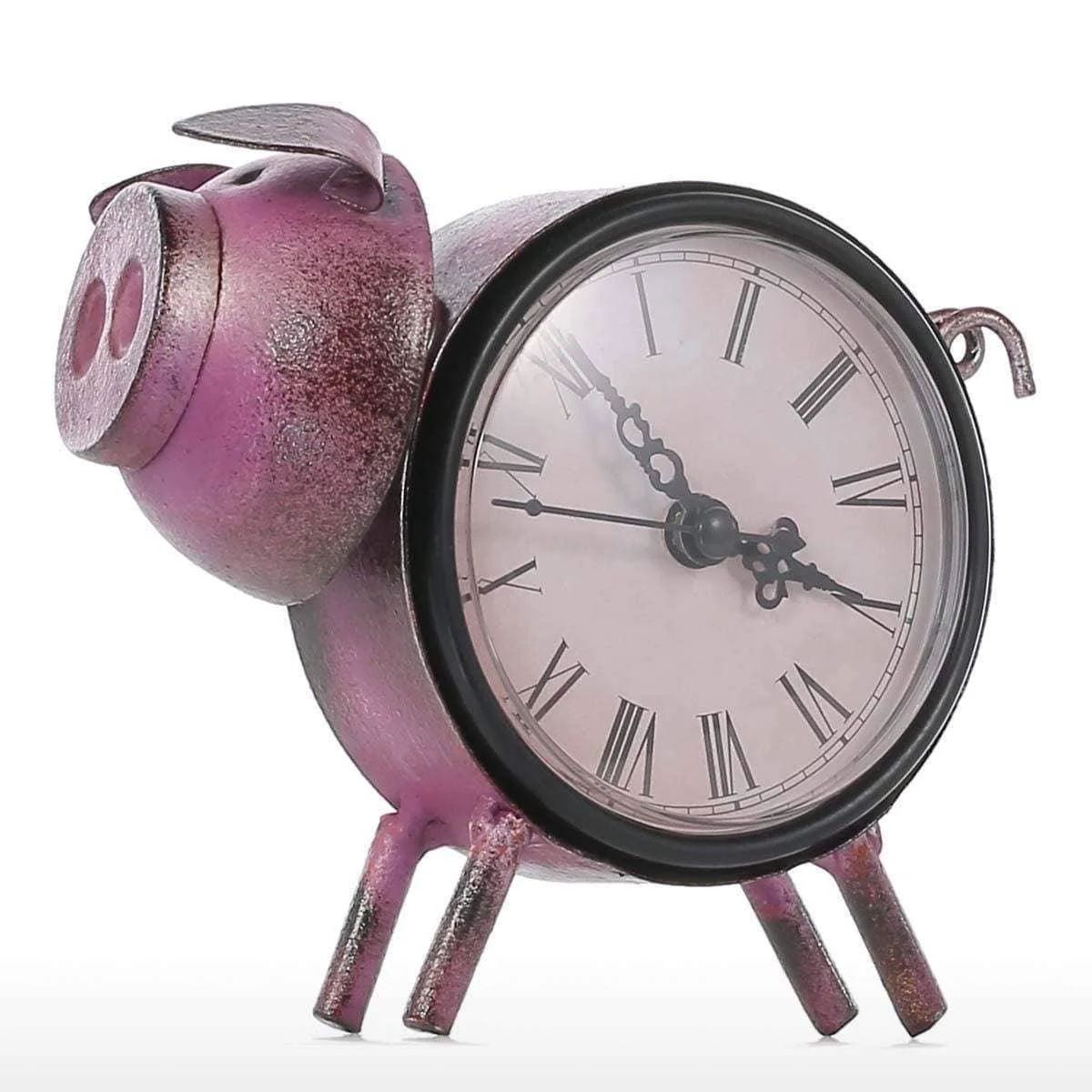 Piggy Metal Decor Table Clock Cute Quirky Home Decoration 5